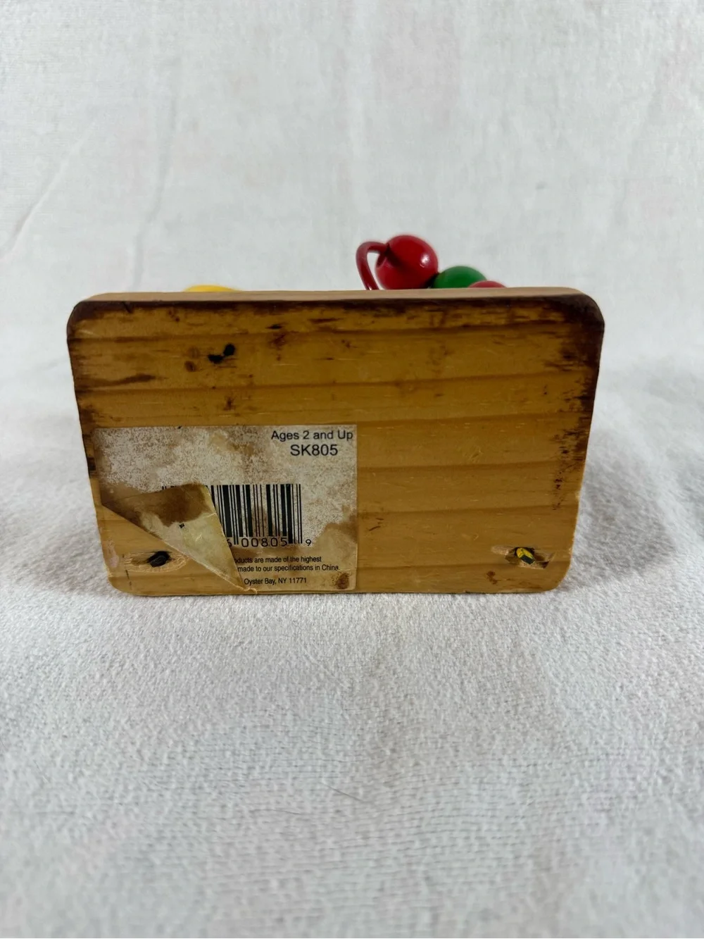 Vintage 2000s Miniature Wooden Development Educational Colored Ball Wire Toy